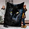Black panther face and leopard pattern Flannel printed blanket suitable for all seasons for living room office sofa and travel