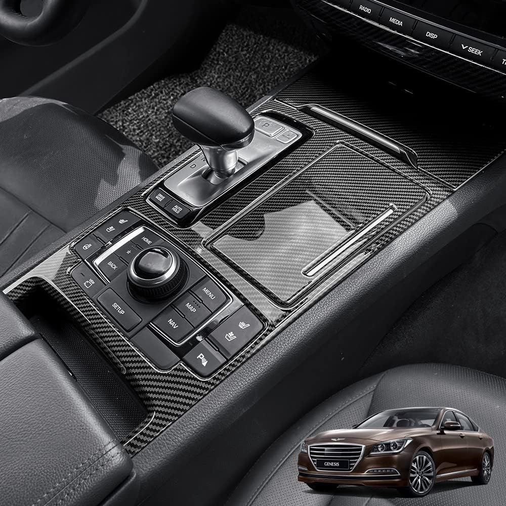 Cnaurda Carbon Fiber Style Car Gear Shift Panel Cover Interior Trim Compatible with Genesis G80 DH Sport 2015-2019 Accessories