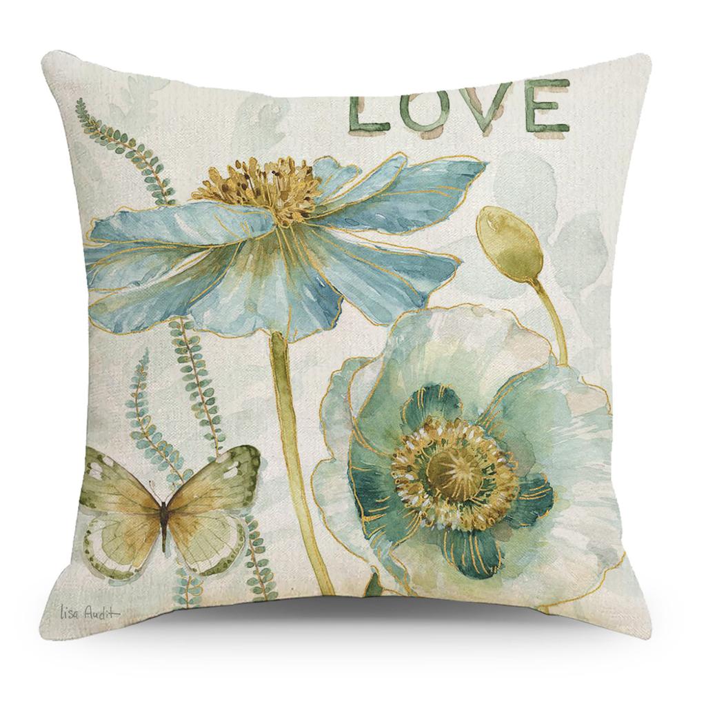 Art Floral Cotton and Linen Pillow Case Car Pillow Sofa Cushion