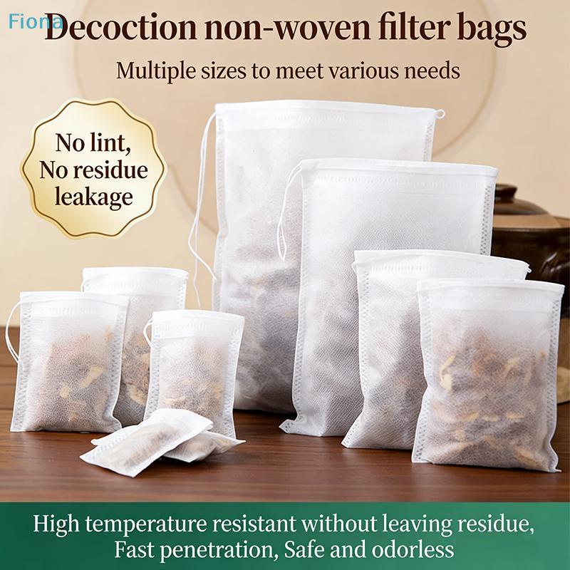 100Pcs Disposable Drawstring Tea Strainer Bags,Food Grade Non-Woven Fabric Empty Tea Infuser Filters