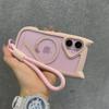 Pink Cat Ears iPhone 16/16 Pro Max Case with Magnetic Cat Tail, Transparent