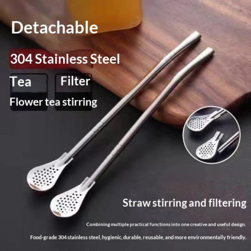 2/4/6Pcs Detachable Bombilla Filter Straw Stainless Steel Reusable Yerba Mate Tea Spoon Straw Bar Accessories