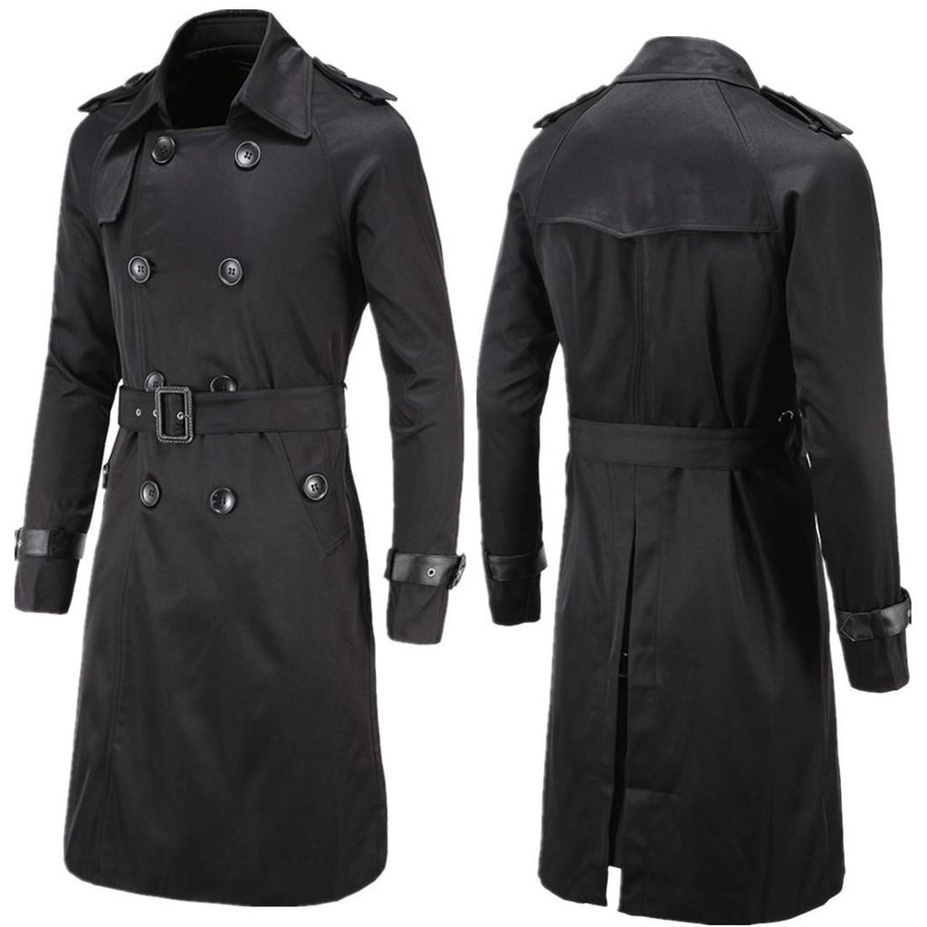 Nový Pánský Podzimní Oděvní Butik Evropský a Americký Dlouhý Slim-fit Dvouřadý Trenčkot Pánský Kabát