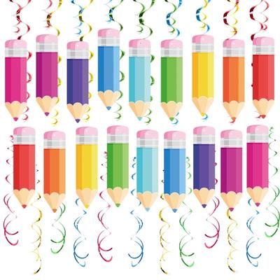 Bunte Bleistiftwirbel Decken Dekorationen Klassenzimmer Hängendes Ornament für Kindergeburtstag Back to School Party Dekoration