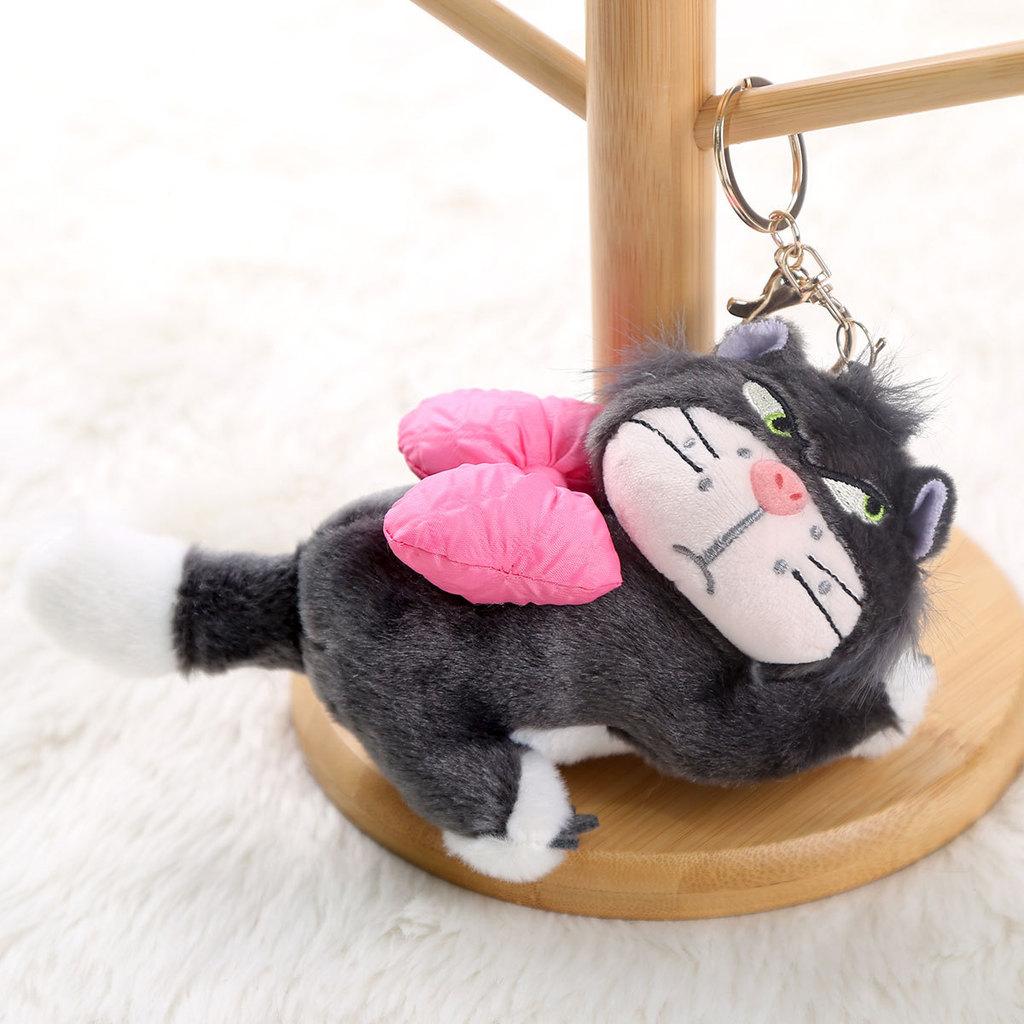 Plush Cat Keychain With Pink Butterfly Bow For Girls Gift And Accessories