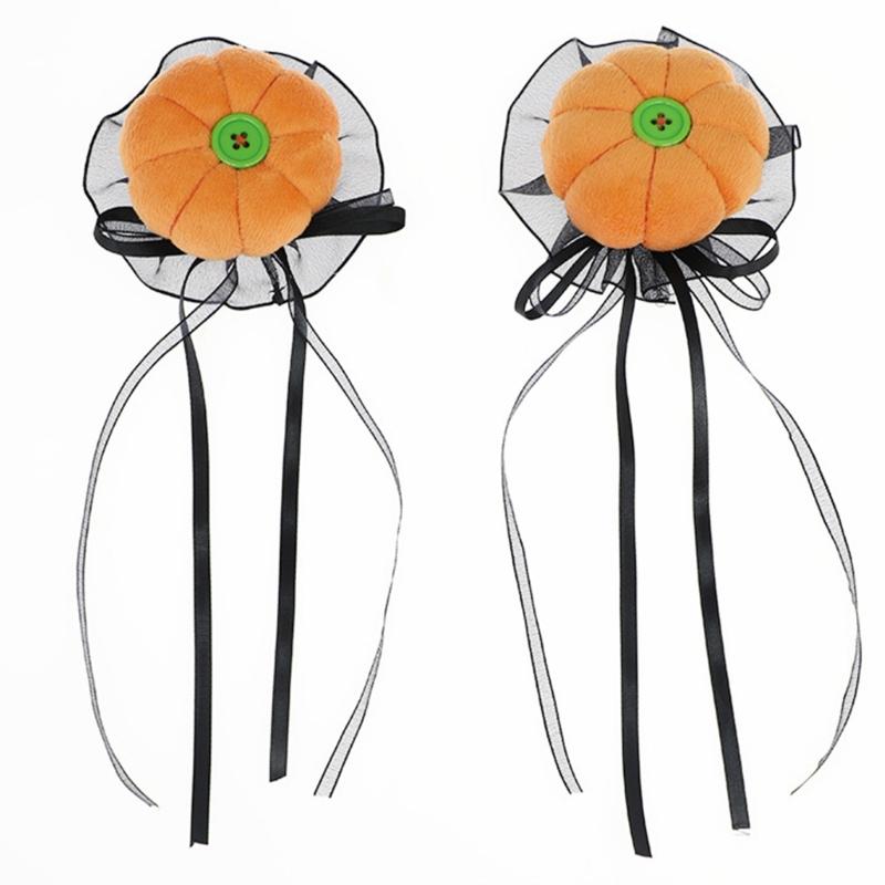

Halloween Theme Pumpkin Hair Clip for Adult with Long Ribbon Cosplay Hair Barrettes Holiday Side Clip for Hairstyling оранжевый