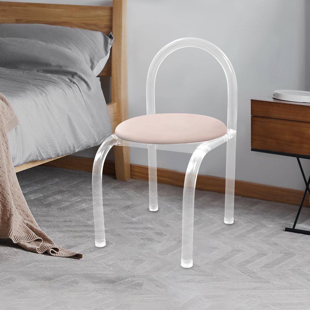 Modern Minimalist Transparent Acrylic Chair, Plush Velvet Cushion Seat, Makeup Vanity Chair, Clear Desk Chair for Living Room