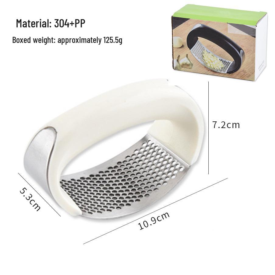 Stainless Steel Garlic Press & Peeler - Manual Ring-shaped Masher & Mincer Tool for Kitchen Use