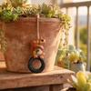 Waterproof Balcony Hanging Decor Squirrel On Tire Outdoor Ornament, Realistic Resin Figurine for Whimsical Tree Decoration Garden Patio Decoration,