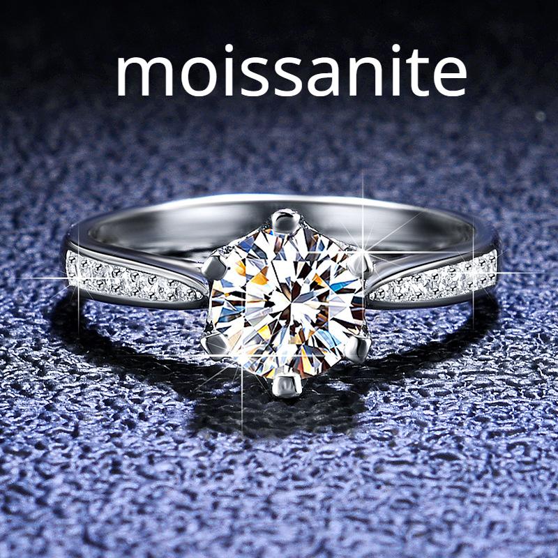 

Кольцо из стерлингового серебра 925 пробы, кольцо с муассанитом, высококачественное женское кольцо, полое классическое предложение с короной с шестью когтями, предложение обручального кольца, кольцо с бриллиантом 20