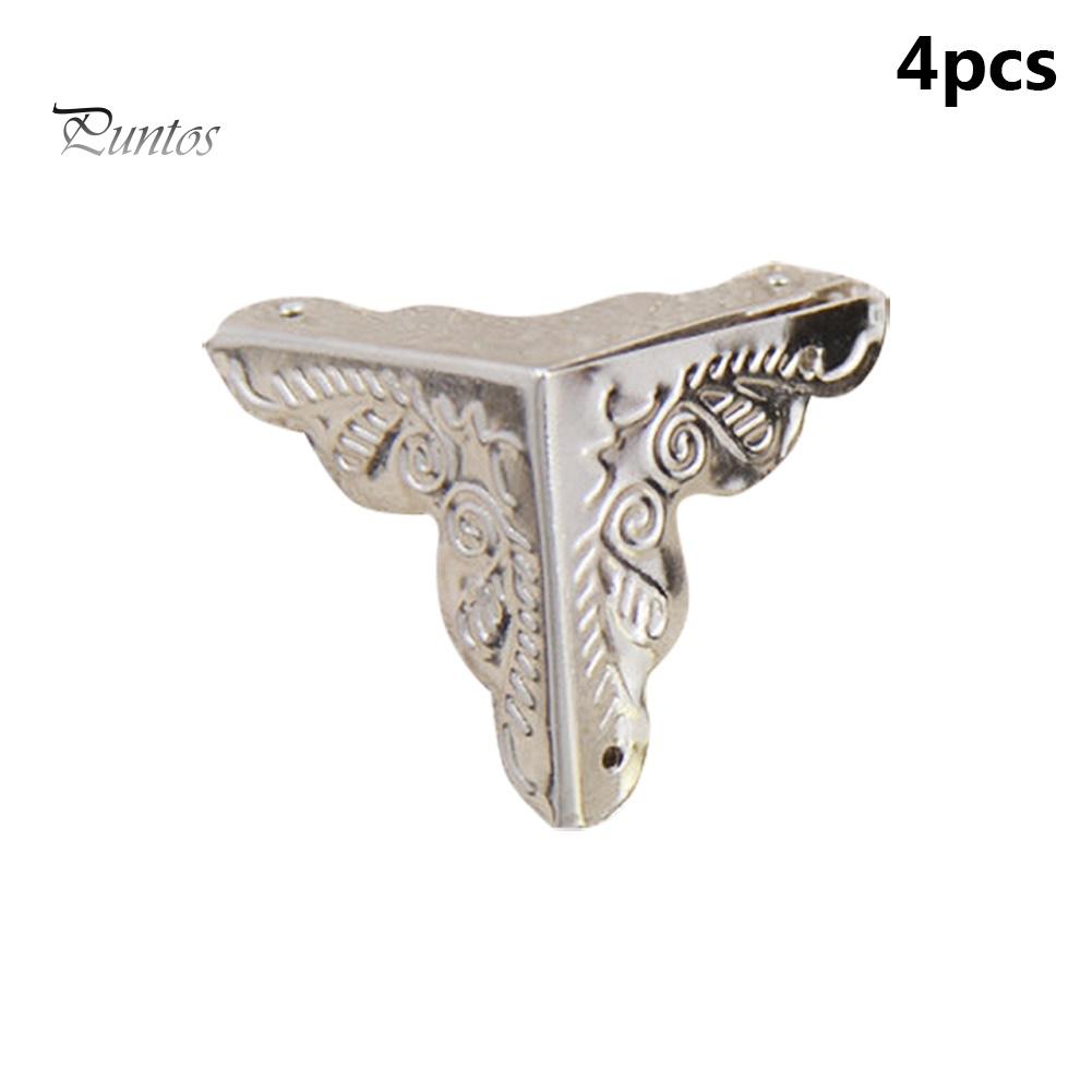 Puntos 4Pcs 25mm Antique Triangular Corner Bracket Hardware Luggage Case Protector