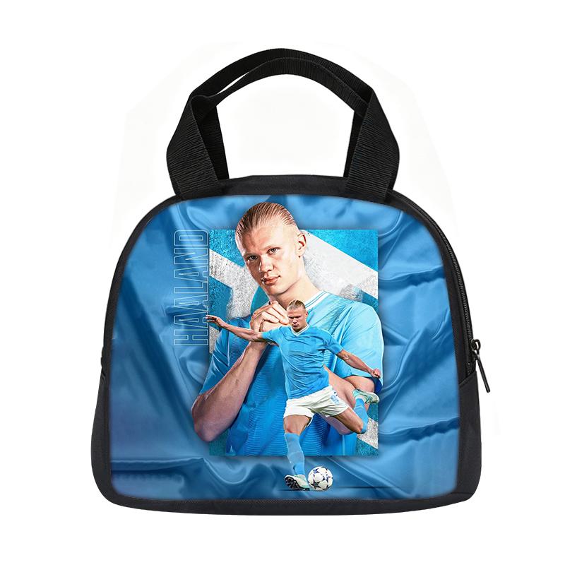 Learn, Travel Handbag Insulated Lunch Bag Reusable Haaland Lunch Box Football Star Student Bento Food Container Bags