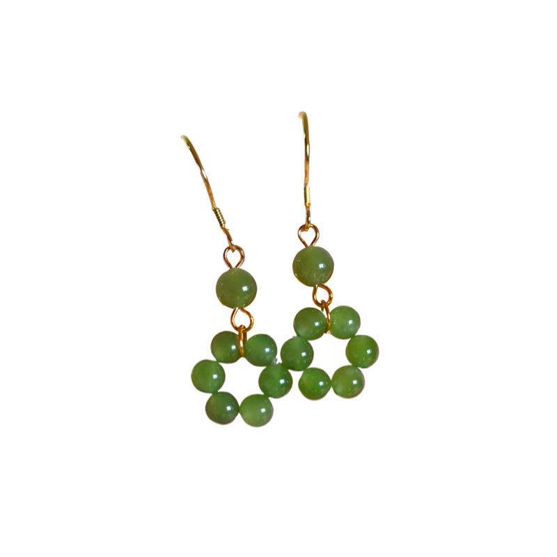 Elegant Gold-Plated Jade Earrings for Women - 925 Sterling Silver, Light Luxury, Perfect Gift