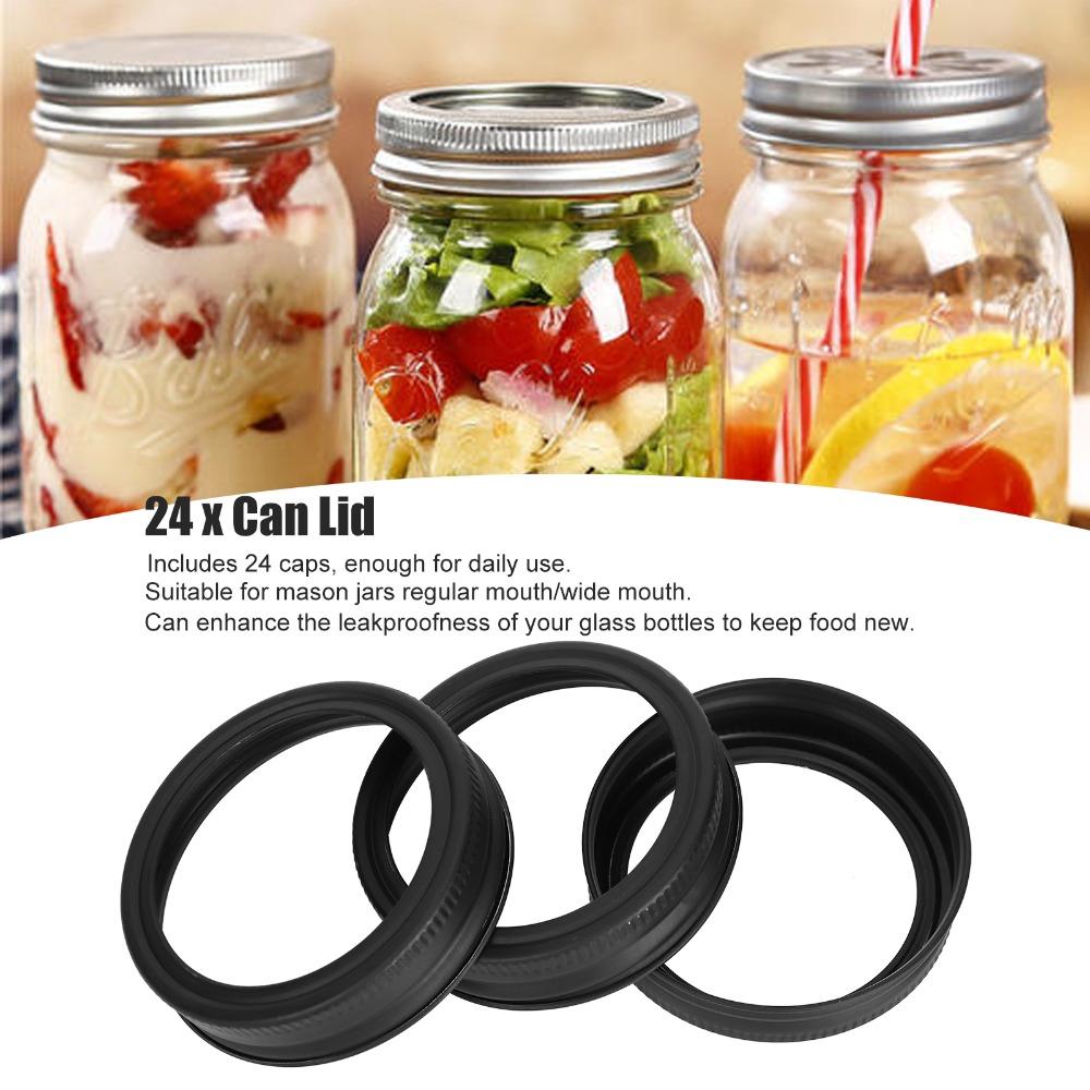 24PCS Matte Black Canning Lids And Rings Iron Material Widemouthed Split Cover  Kitchen Pantry