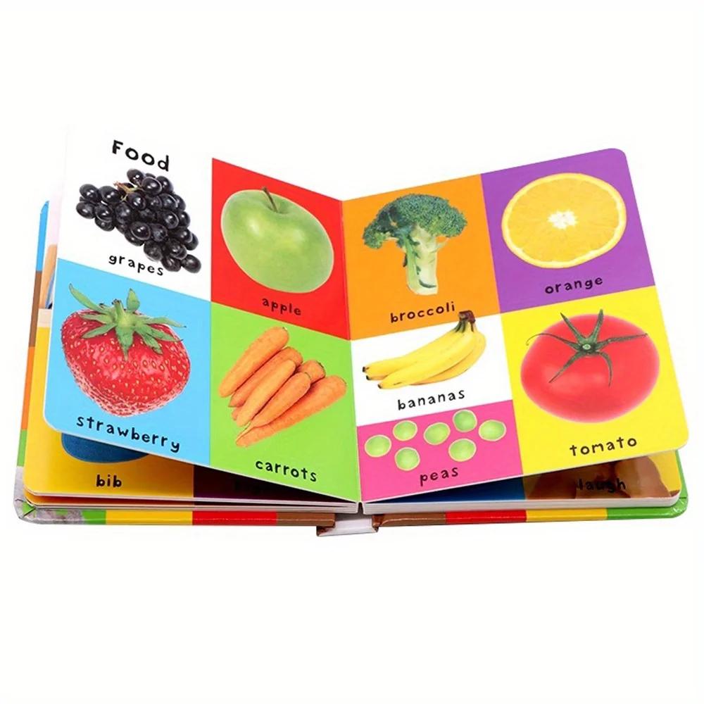First 100 English Words Cardboard Book Language Learning Aids Vocabulary Building Bedtime Reading for Preschool
