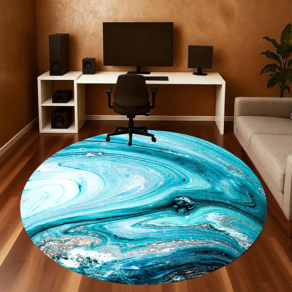 1pc Marble Texture Round Chair mat Area Rug - Non-Slip, Floor Mat for Office, Bedroom, and Indoor Decor c1118229