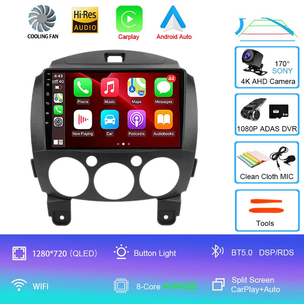 Android 14 Car Radio Multimedia Player For MAZDA 2 Mazda2 2007 2008 2009 2010 2011 2012 2013 2014 GPS Navi 2 Din Autoradio QLED