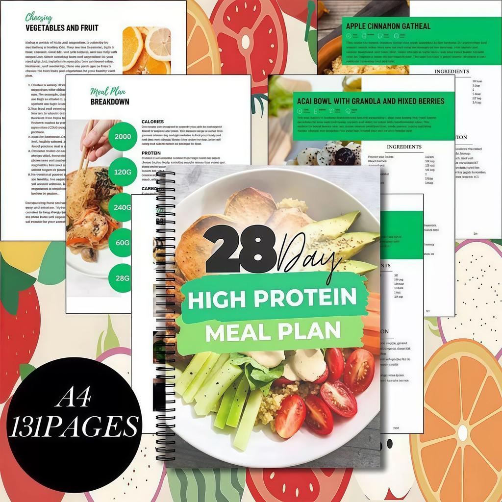 Labelable High-Protein Diet Plan 28-Day Recipe Diet Plan Coil Book