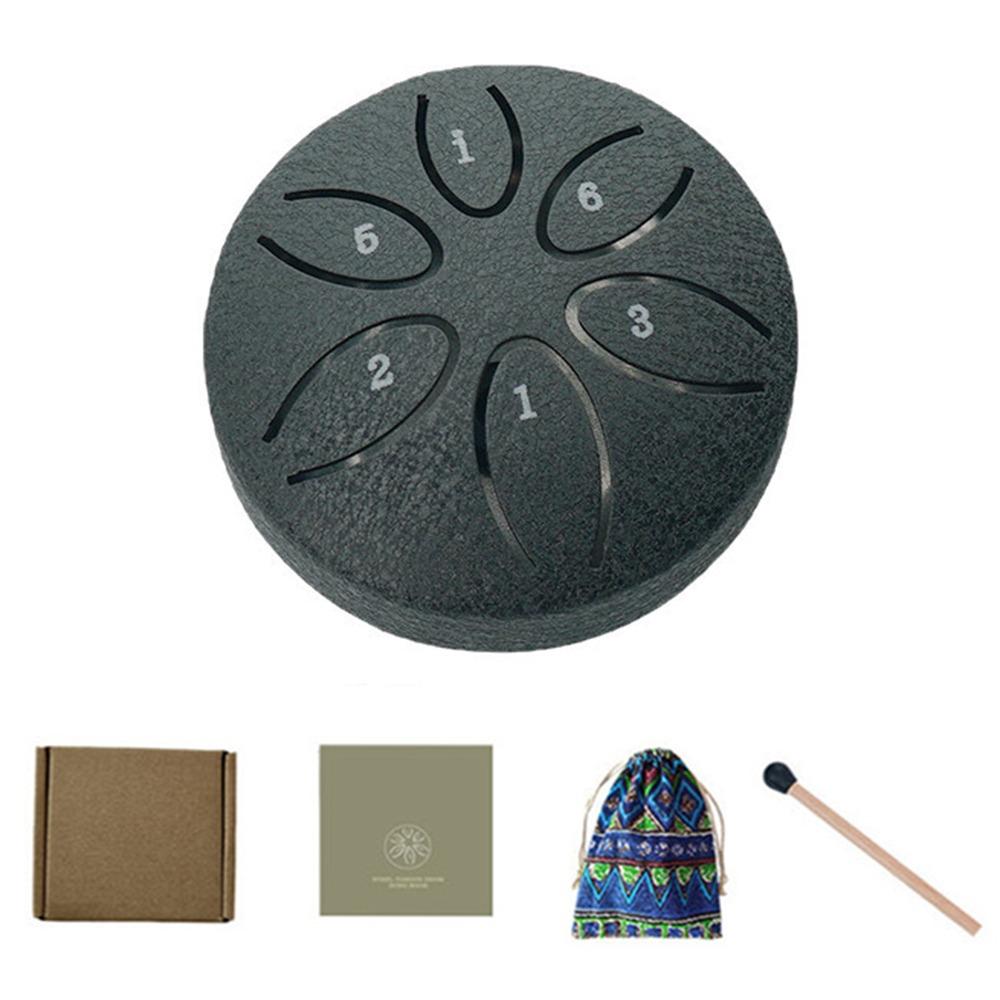 

Multicolour Mini Hand Pan Drums 6-Tone Meditation Drum Children Percussion Ethereal Drum Beginner чорний