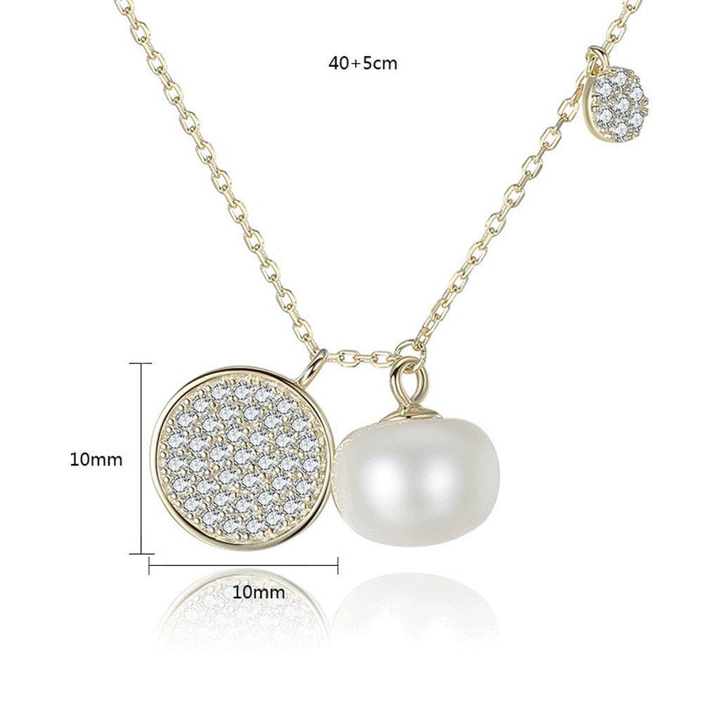 MIKAMU Pearl Necklace for Women, Sterling Silver 925, Freshwater Pearl Necklace with Cubic Zirconia, Beautiful and Cute, Perfect for Mother's Day,