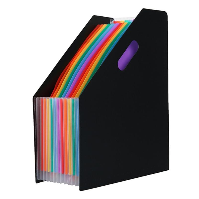 12 Pockets Expandable Plastic Document Organiser Standing up Desktop File Organiser Stand with Handle for Offices School 1
