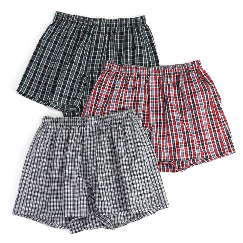 LangSha Men's Loose Plaid Boxer Shorts