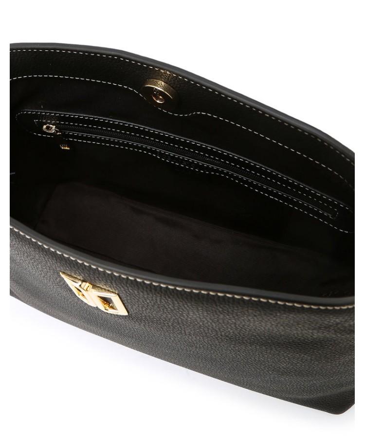Daks Womens Accessories Black Dd Logo Cowhide Shoulder Bag_Dcba6E751Bk
