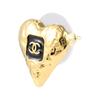 CHANEL Metal Love Lava Pleated Enamel Metal Stud Earrings Women's Small Gold