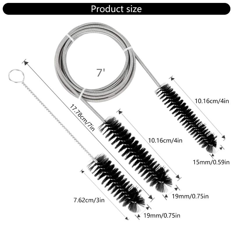Aquariums Filter Hose Brush Set Double Ended Steel Flexible Spring Tube Cleaner Brushes for Fish Tanks and Lab Pipes