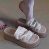 Height-increasing thick-soled pleated slippers for women's summer wear 2025 new fashion and high-end sense of beauty with skirt cool slippers