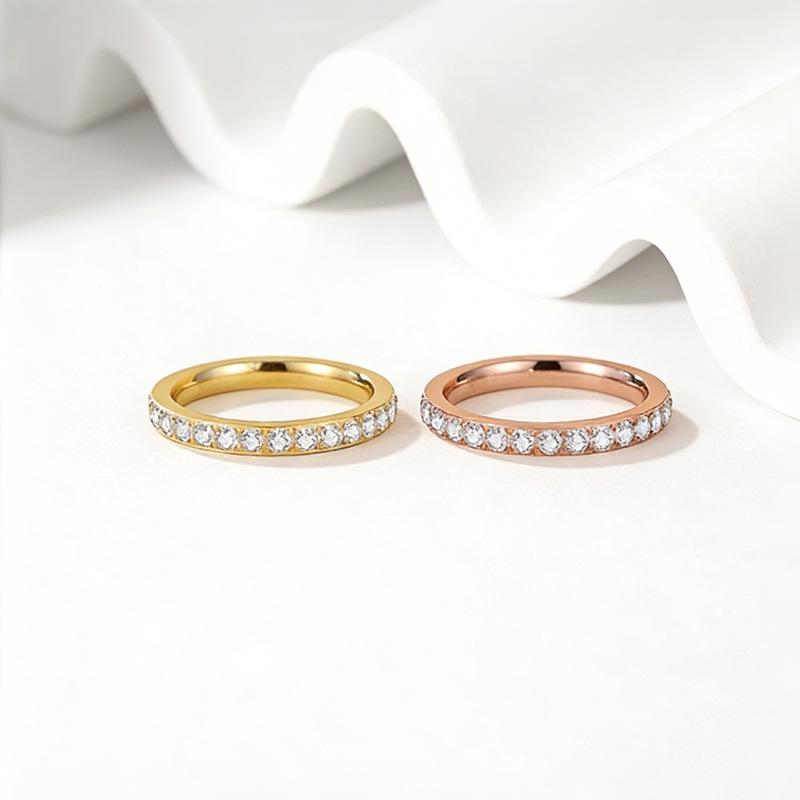 Korean Style Simple Full Circle Titanium Steel Ring Female Bestie Couple Ring Same Style Trendy Jewelry