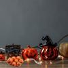 10pcs Metal Pumpkin Bells for Halloween Celebration Smiling Face Pendants Jewelry Component Unique Costume Accessories