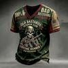 Men's V-Neck T-Shirt with Halloween Print, Casual Tee