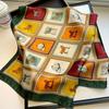 Luxury Brand Grid Horse Print Square Scarf Simulated Silk Satin Neck Scarf Stylish Sunscreen Headscarf For Women