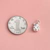 S999 Sterling Silver 3D Heart Bear Pendant with Zircon for DIY Crystal Bracelet or Necklace Beading.