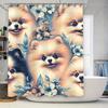 Pomeranian Pattern Waterproof Shower Curtain - Creative Pet Shower Curtain Bathroom Divider Cute Dog Design Waterproof