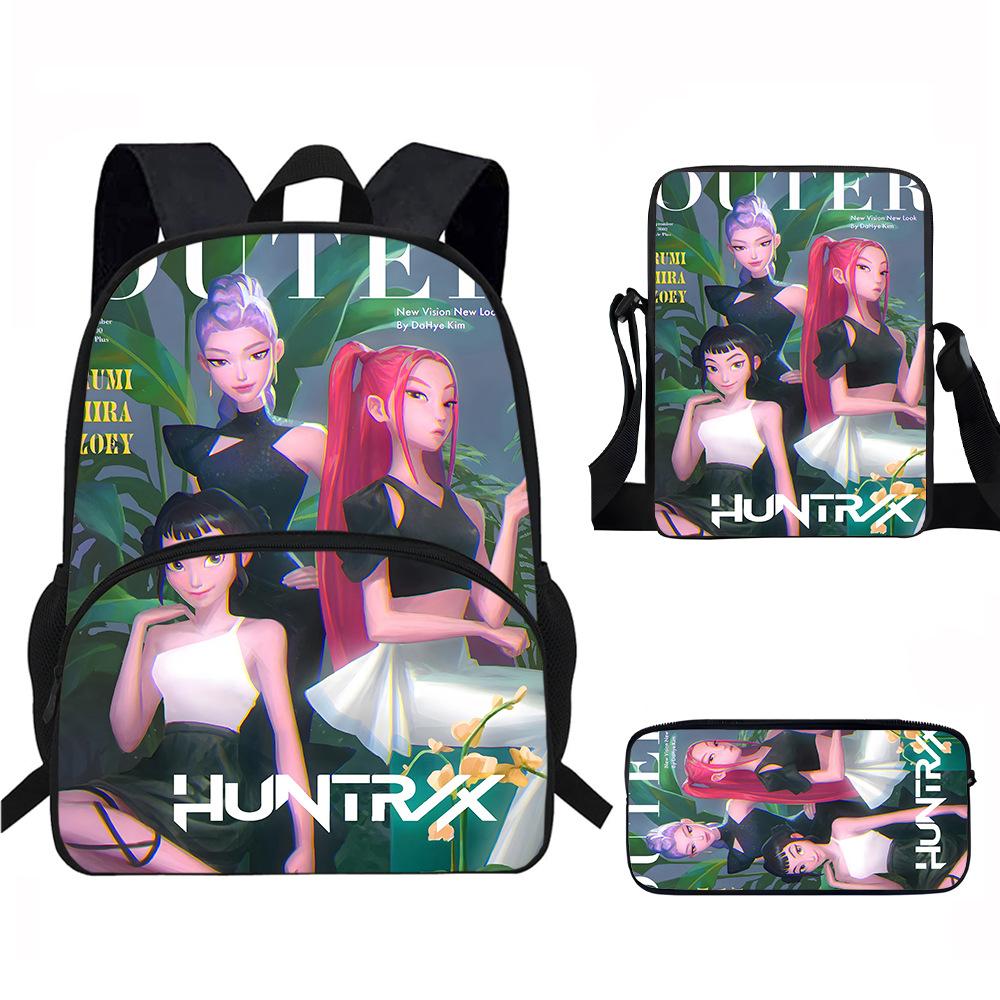 K-Pop Dämonenjäger 3-teiliges Schülerrucksack-Set Anime-Thema Trendiges bedrucktes Rucksack-Set