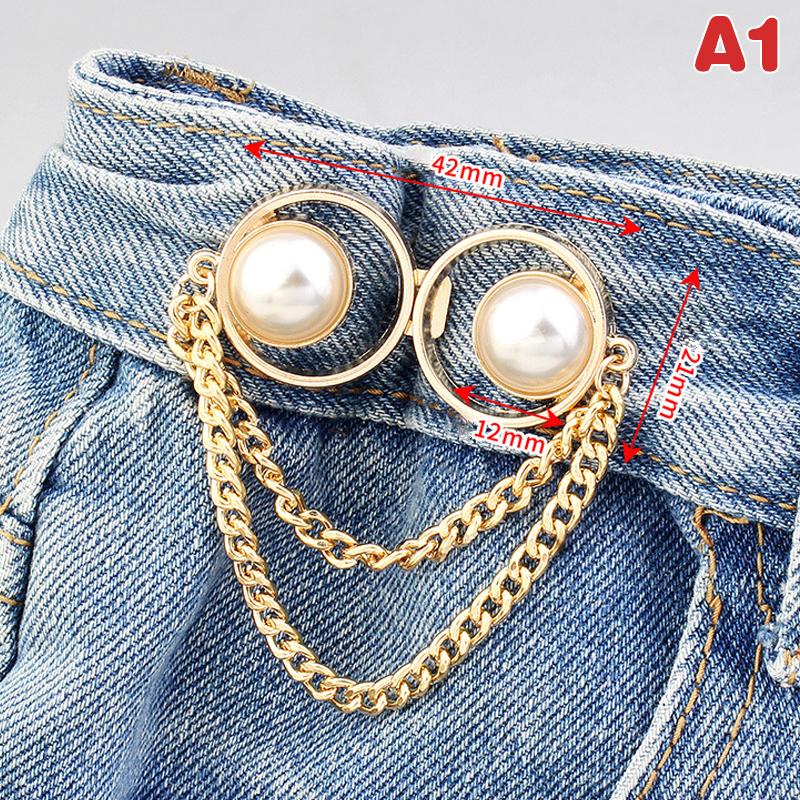 Ajusteur de Bouton de Jean Pour Pantalons Jupes Bouton Perle Gland Fermeture Pression Épingle de Pantalon Sans Couture Boucle de Taille de Jean Accessoires