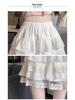 2026 Spring Women's High-Waisted Mesh Lace Trim Short Skirt with Anti-Exposure Design