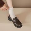 Thick heel style retro light mouth single shoes thick sole lazy woman small leather shoes woman