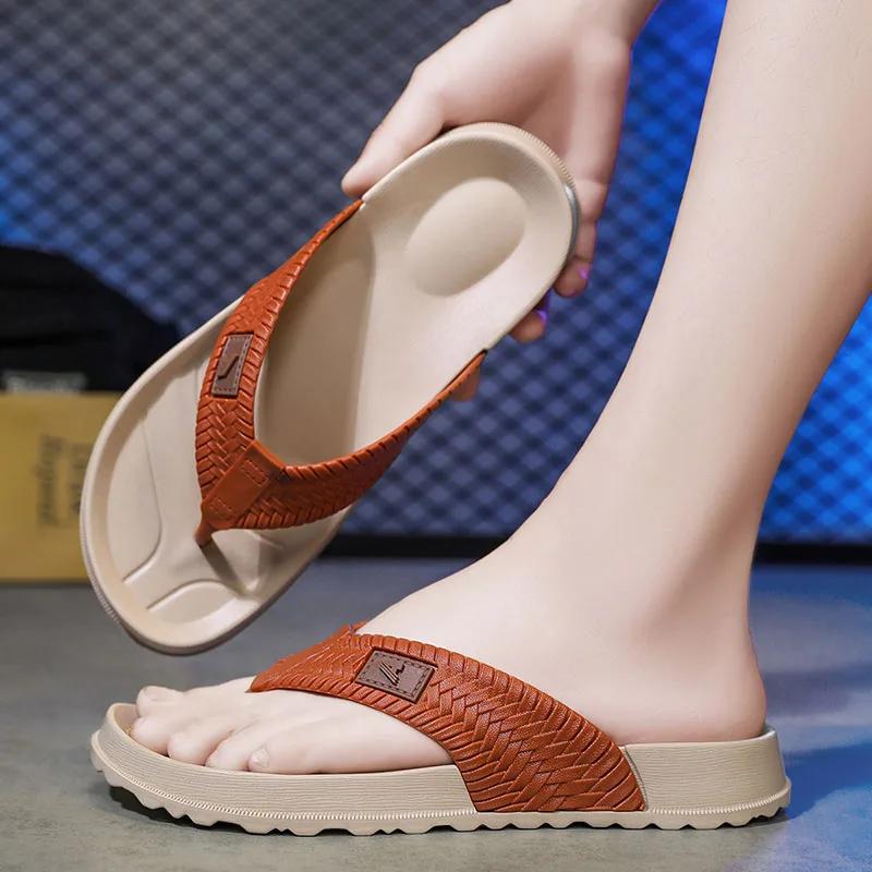 Fashion Summer Men Flip Flops Soft Sole EVA Beach Slippers for Men Outdoor Platform Casual Shoes Home Non-slip Bathroom Slides Shoes