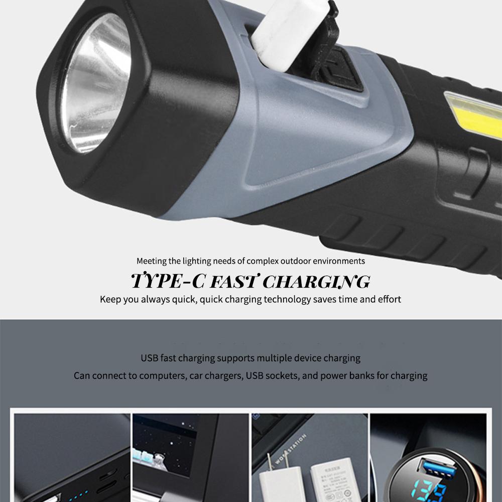 Leistungsstarke COB Taschenlampe Clip-On Taschenlampe Handheld Camping Arbeitslampe 90° Winkel Lampe mit Magnet Autoinspektion Rotes Licht Warnung