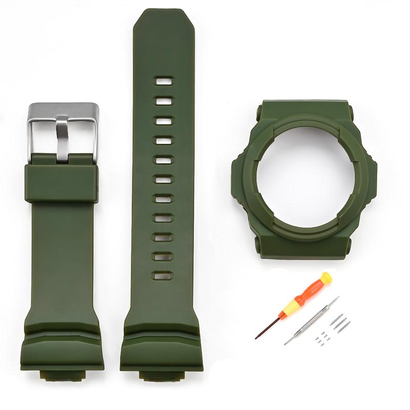 

Для CASIO G-SHOCK GA-110/150/200/201/300/310 Ремешок для часов Смола Безель Рамка Защита Бампер Чехол Коробка Ремешок Корпус Браслет зелёный