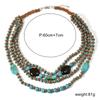 African Jewelry Bohemian Retro Ethnic Multi-layer Wooden Beads Imitation Turquoise Beaded Necklace Women's Party Accessories