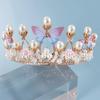 Rhinestone Princess Crown Handmade Wedding Tiara Elegant Design Pearl Headband  Girls Fashion