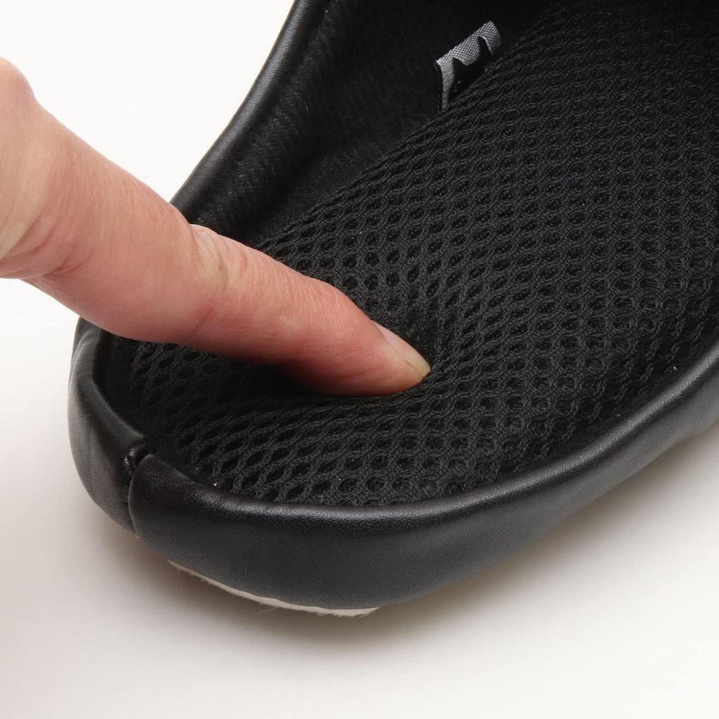 ATSUKO MATANO Chinelos de Quarto de Sapo Faux [Chinelos de Interior, Sapo, Malha, Couro] (Preto, Médio)