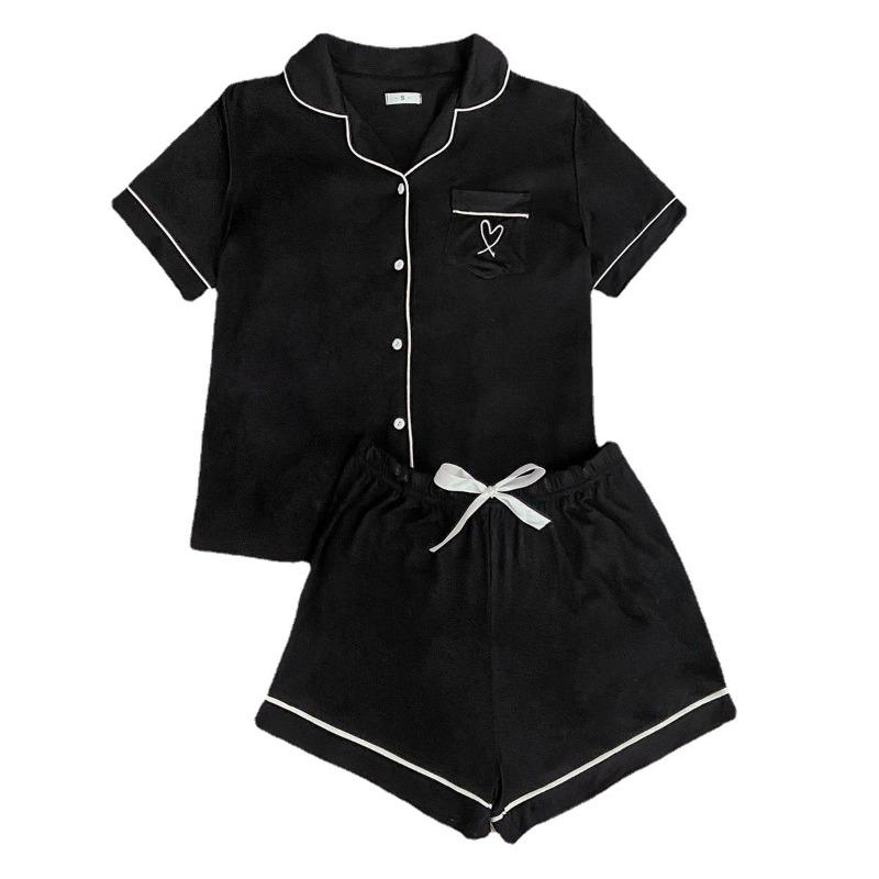 Homewear Sets Cardigan Short-sleeved Shirt Shorts Summer Pajamas for Women