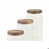 Bocal verre borosilicaté DKD Home Decor Acacia 400 ml (x3)