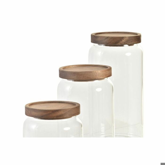 Bocal verre borosilicaté DKD Home Decor Acacia 400 ml (x3)