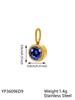 CARLIDANA Waterproof 12 Month Crystal Birthstone 14K Gold Plated Stainless Steel 8MM Birthstone Bezel Pendant DIY Charm